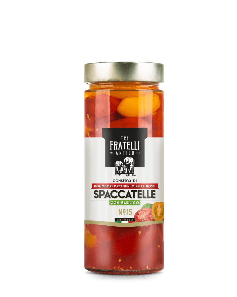 Spaccatelle pomodori gialli e rossi con basilico